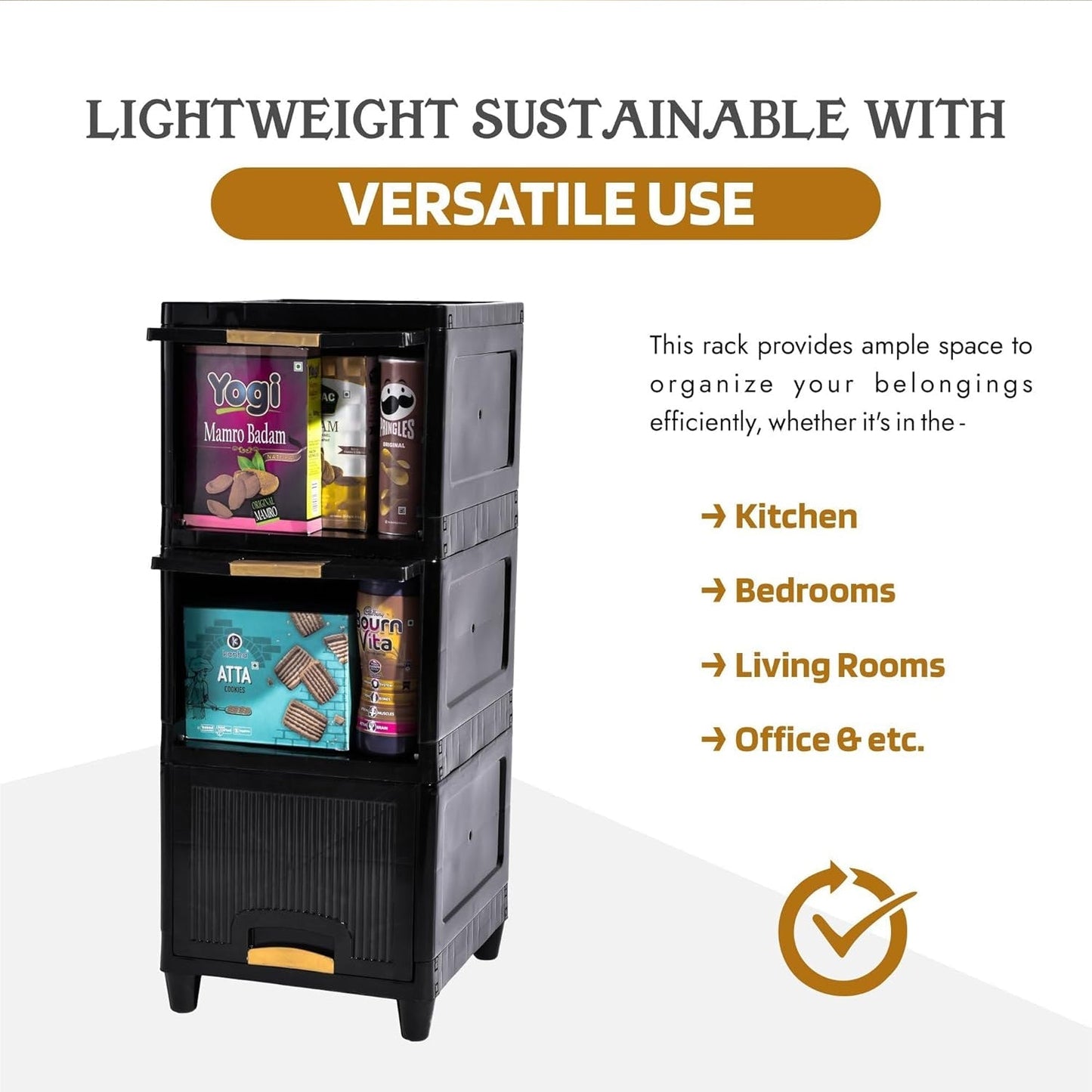 3-Layer Plastic Storage Drawer Cabinet